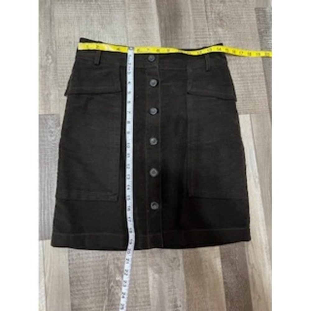 Zara Basic Brown Button Front Mini Skirt Utility … - image 3